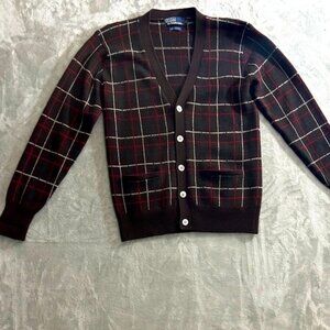 Vintage Polo Ralph Lauren 100% cashmere plaid v-neck cardigan